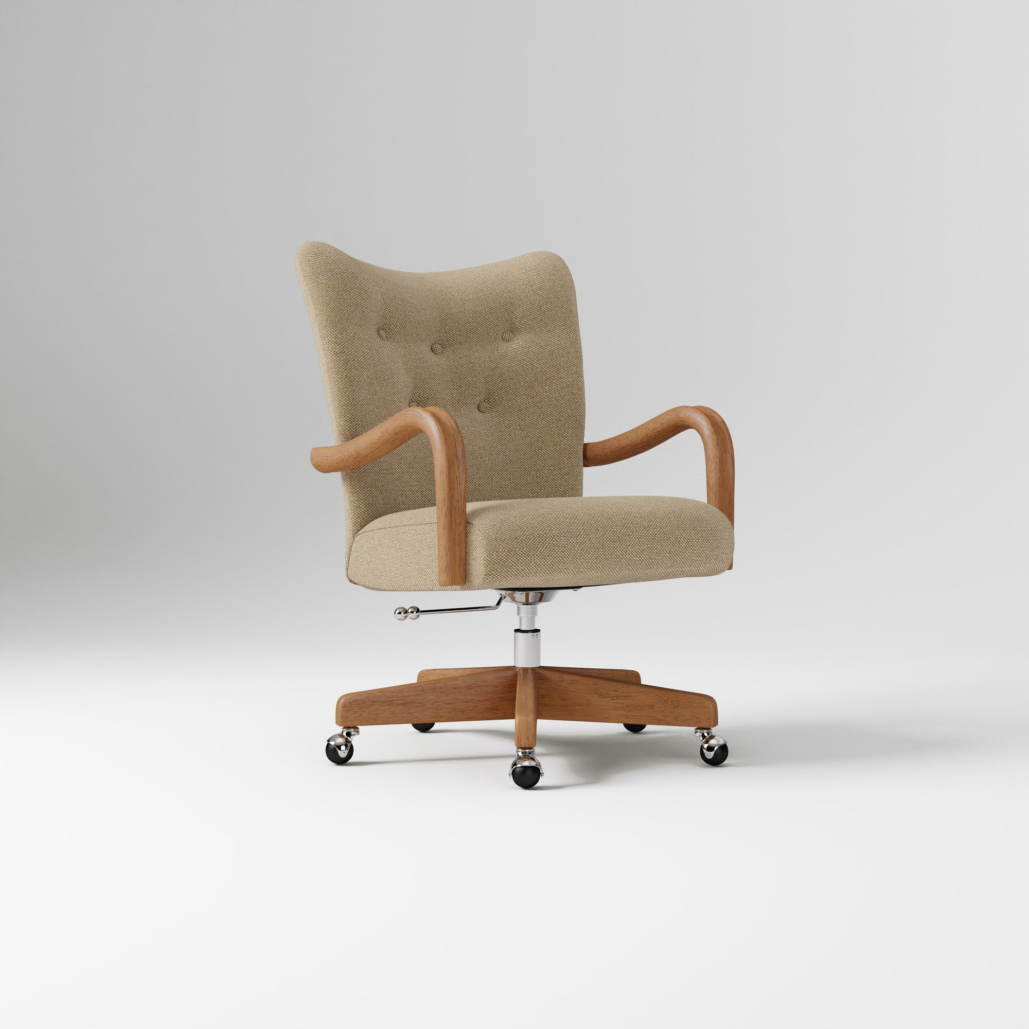 Pierce And Ward Office Chair, Performance Marled Basketweave Camel, Cool Walnut | West Elm (US)