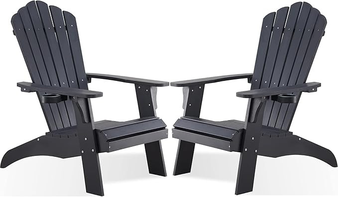 Psilvam Adirondack Chair, Oversized Poly Lumber Fire Pit Chair with Cup Holder, 350Lbs Support Pa... | Amazon (US)