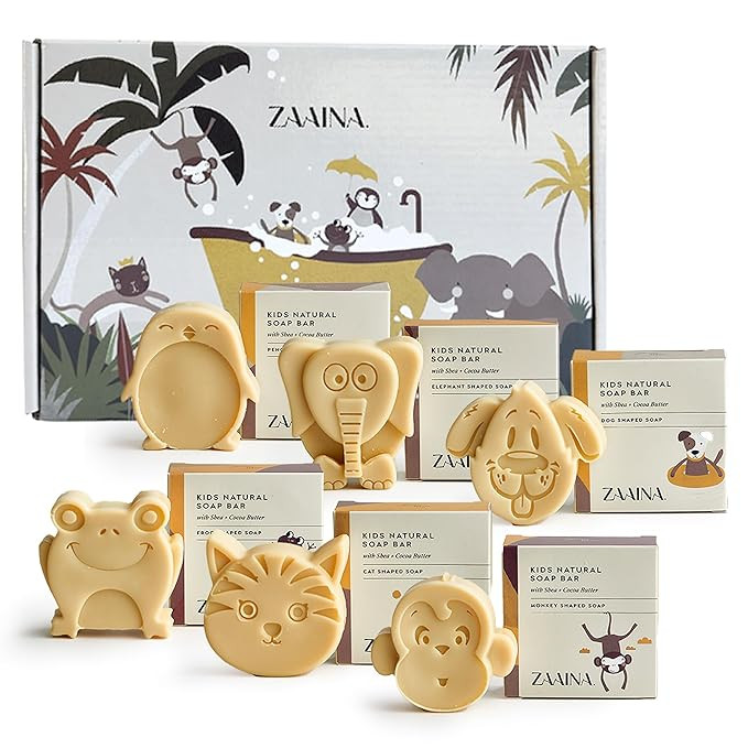 ZAAINA Kids Soap Bar (Set of 6) – Unique Natural Animal Shaped Soaps for Children, Gentle Bath ... | Amazon (US)