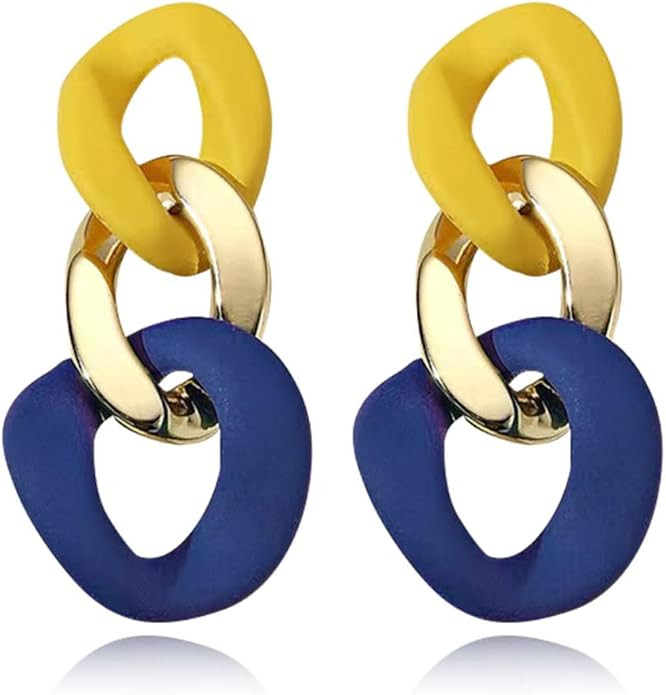 Charm Elegant Hollow Color Chain Acrylic Geometric Temperament Dangle Drop Earrings Bohemian Mini... | Amazon (US)