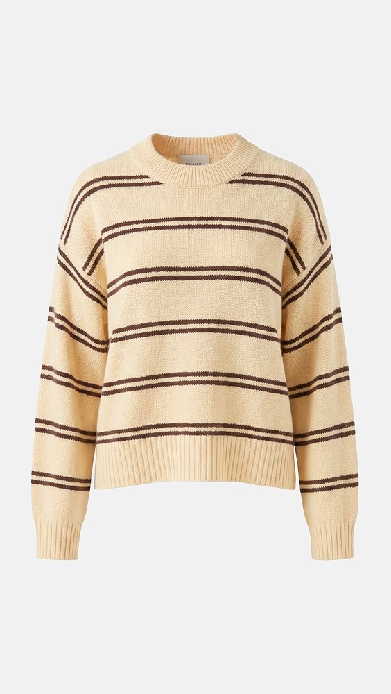 Cove Cashmere Oversized Crew Sweater - Parmesan Mahogany Double Strip | Shopbop