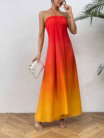 SHEIN VCAY Fashionable Gradient Halter Neck Dress | SHEIN