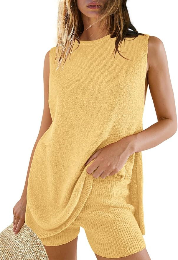 Panadila Womens Summer Lounge Sets 2 Piece Outfits Beach Vacation Outfits Tank Top and Shorts Swe... | Amazon (US)