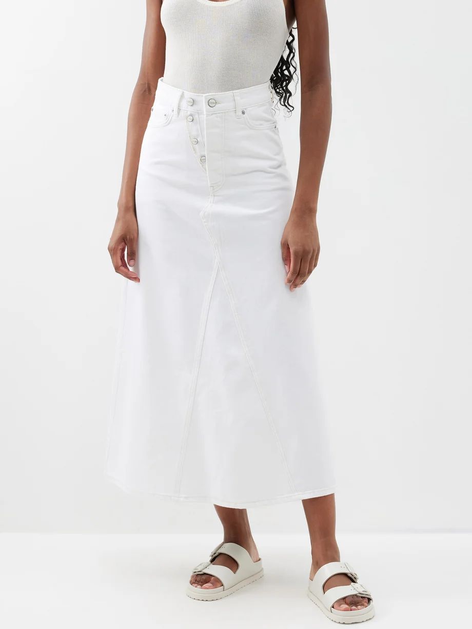 Double-fly organic-cotton denim skirt | Ganni | Matches (UK)
