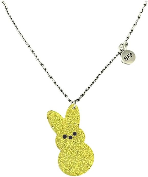Glitter Easter Peep Bunny Necklace for Women Cute BFF Rabbit Pendant Necklaces Funny Friendship H... | Amazon (US)