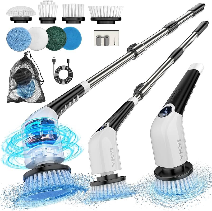 YKYI Electric Spin Scrubber,Cordless Cleaning Brush,Shower Cleaning Brush with 8 Replaceable Brus... | Amazon (US)