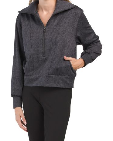 Knit 3/4 Zip Jacquard Cold Gear Brushed Pull Over Jacket | TJ Maxx