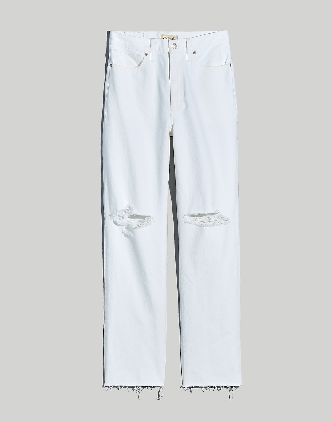 Baggy Straight Jeans in Tile White: Ripped Edition | Madewell