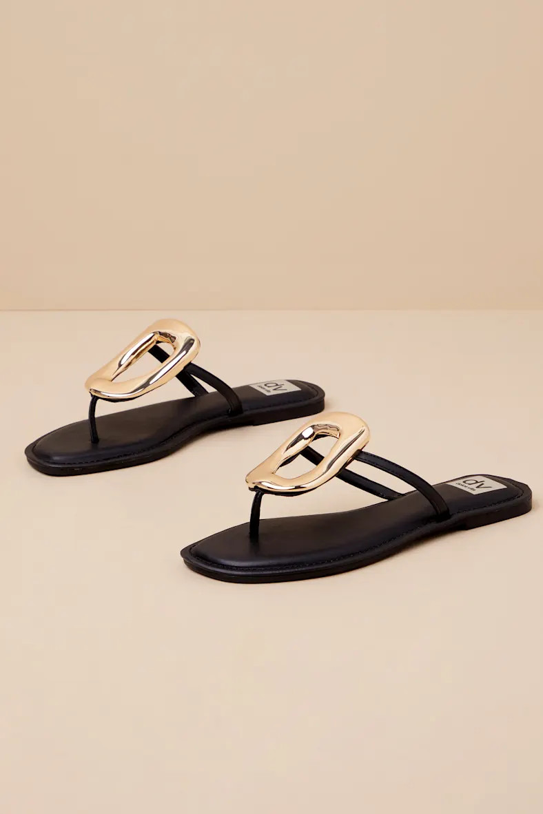 Jameson Black Embellished Thong Sandals | Lulus