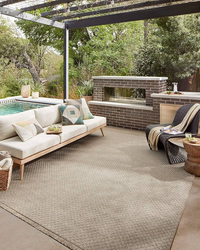 Loloi II Dawn Collection Indoor/Outdoor DAW-02 Tan 7'-8" x 10' Area Rug | Amazon (US)