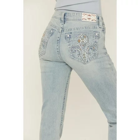 Grace In LA Women s Fleur Embellished Embroidered Pockets Bootcut Stretch Jeans (27) | Walmart (US)