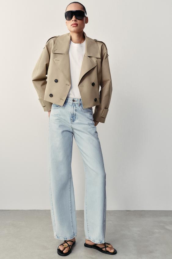 Zara - Z1975 High Rise Barrel Jeans - Light Blue - 30 (Us 10) - Woman | Zara US
