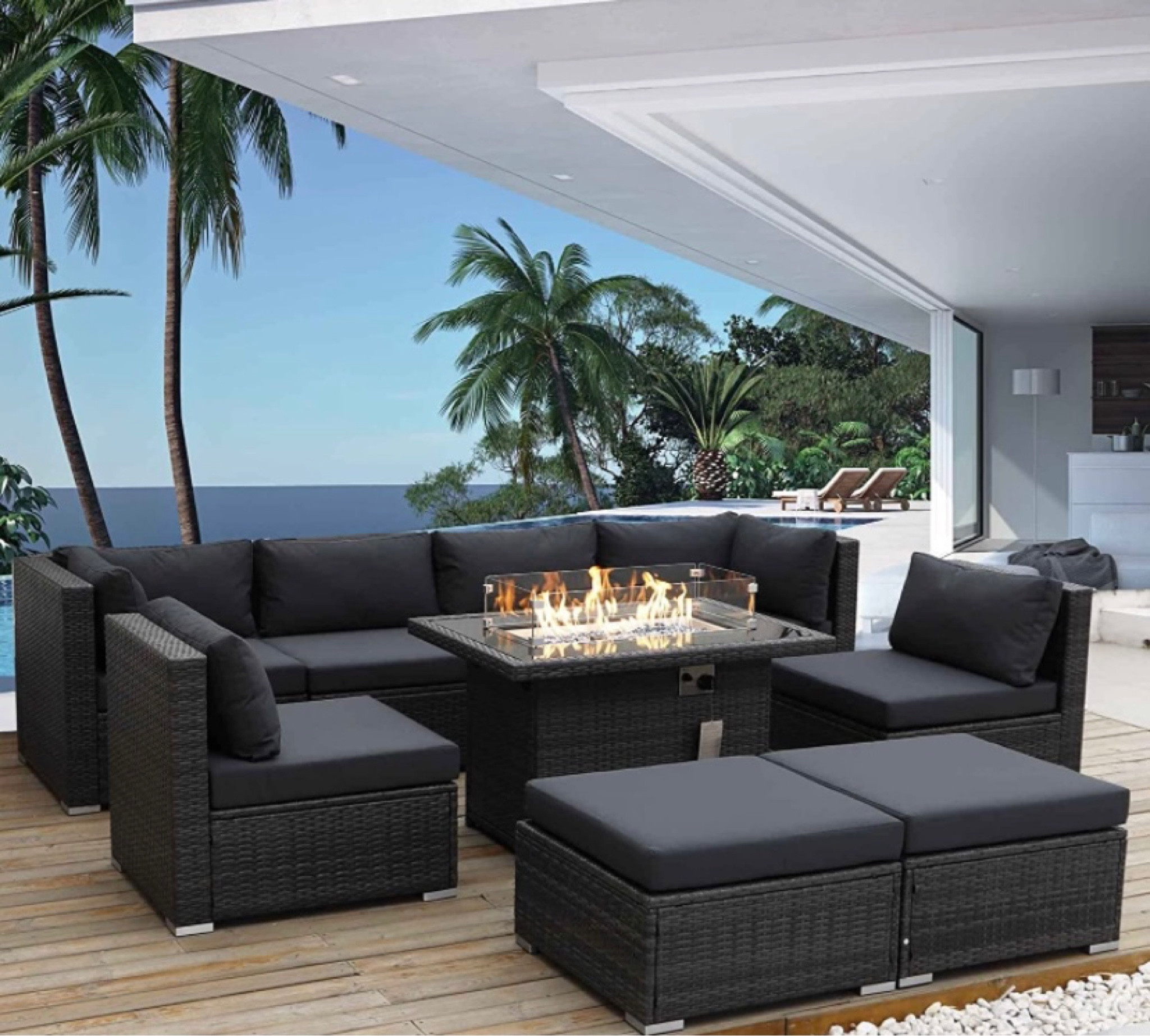 Outdoor patio furniture with a fire pit is perfect for this season  

#LTKSeasonal #LTKhome