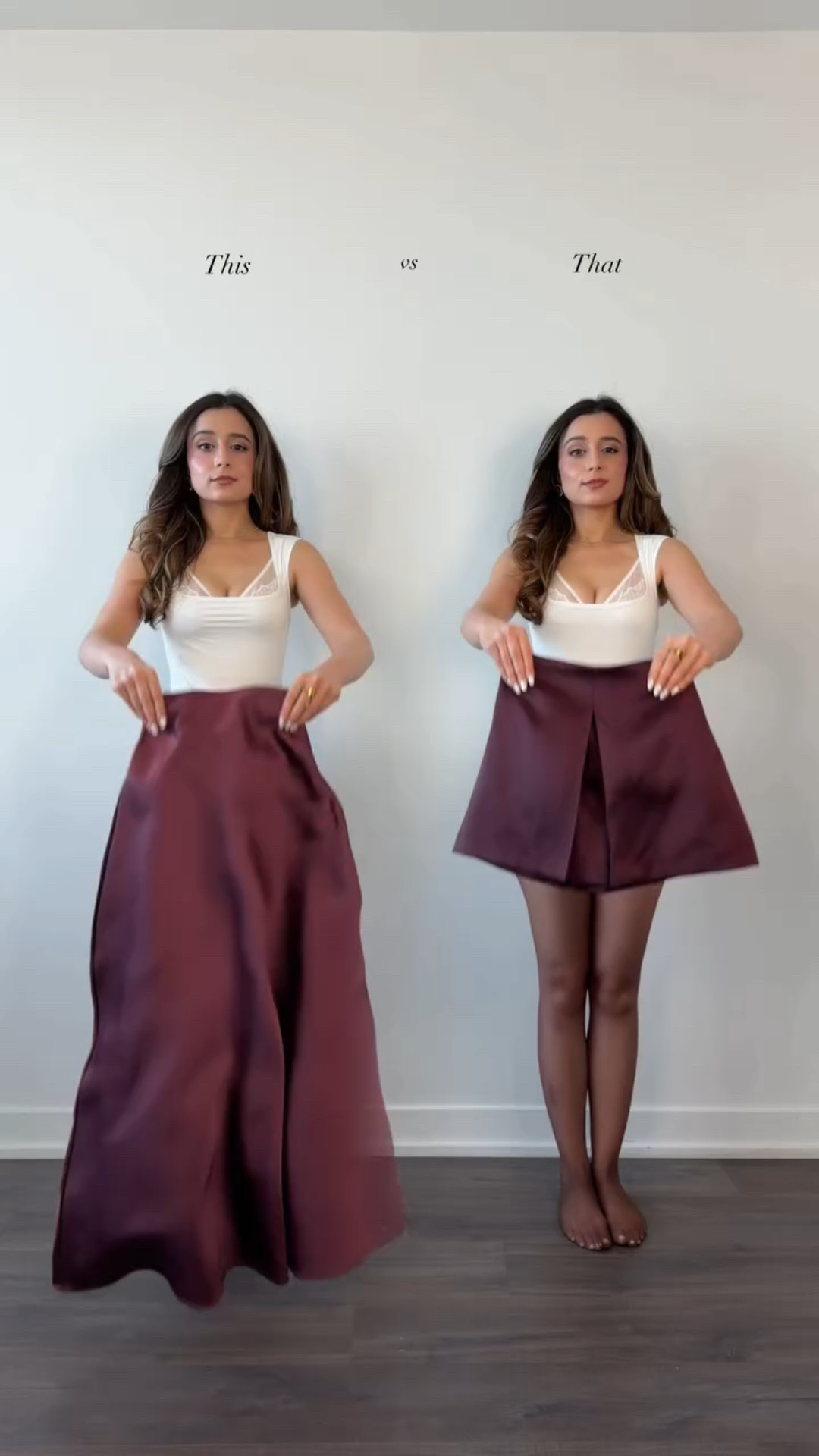 This or That? Help me pick my Valentines look! Comment ‘SHOP’ to receive the exact links to shop. 

[Sharon Nijhawan, Valentines day outfit, spring ootd, long blazer, burgundy outfits, fashion inspiration]