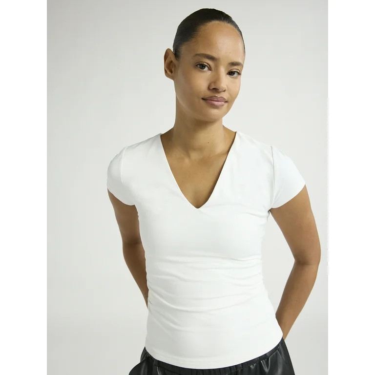 Scoop Women's Ultimate Refined Contour V-Neck Tee, Sizes XS-XXL | Walmart (US)