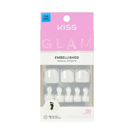 KISS GLAM Press On Toenails ‘Twinkle Toes’ White 26 Count | Walmart (US)