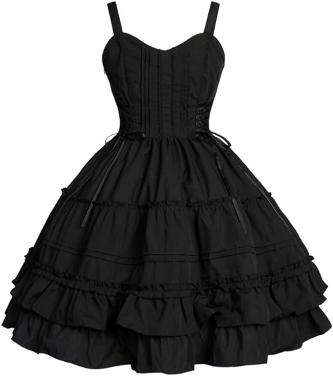 Jeufoin Women Gothic Lolita Dress Classic Summer Sleeveless Vinage Goth Lolita Dress Plus Size An... | Amazon (US)
