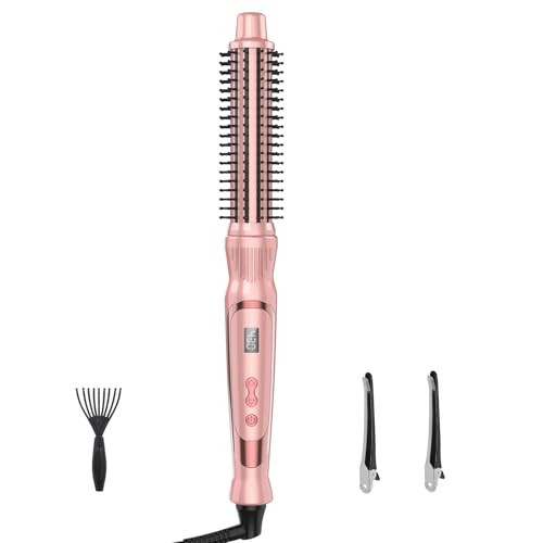 USHOW Heated Round Brush Curling Brush,Volumizing Thermal Brush 1 Inch Ceramic Tourmaline Heated Hot Ionic Iron, Curling Wand Hair Styler Tool (Pink, 1 inch) | Amazon (US)