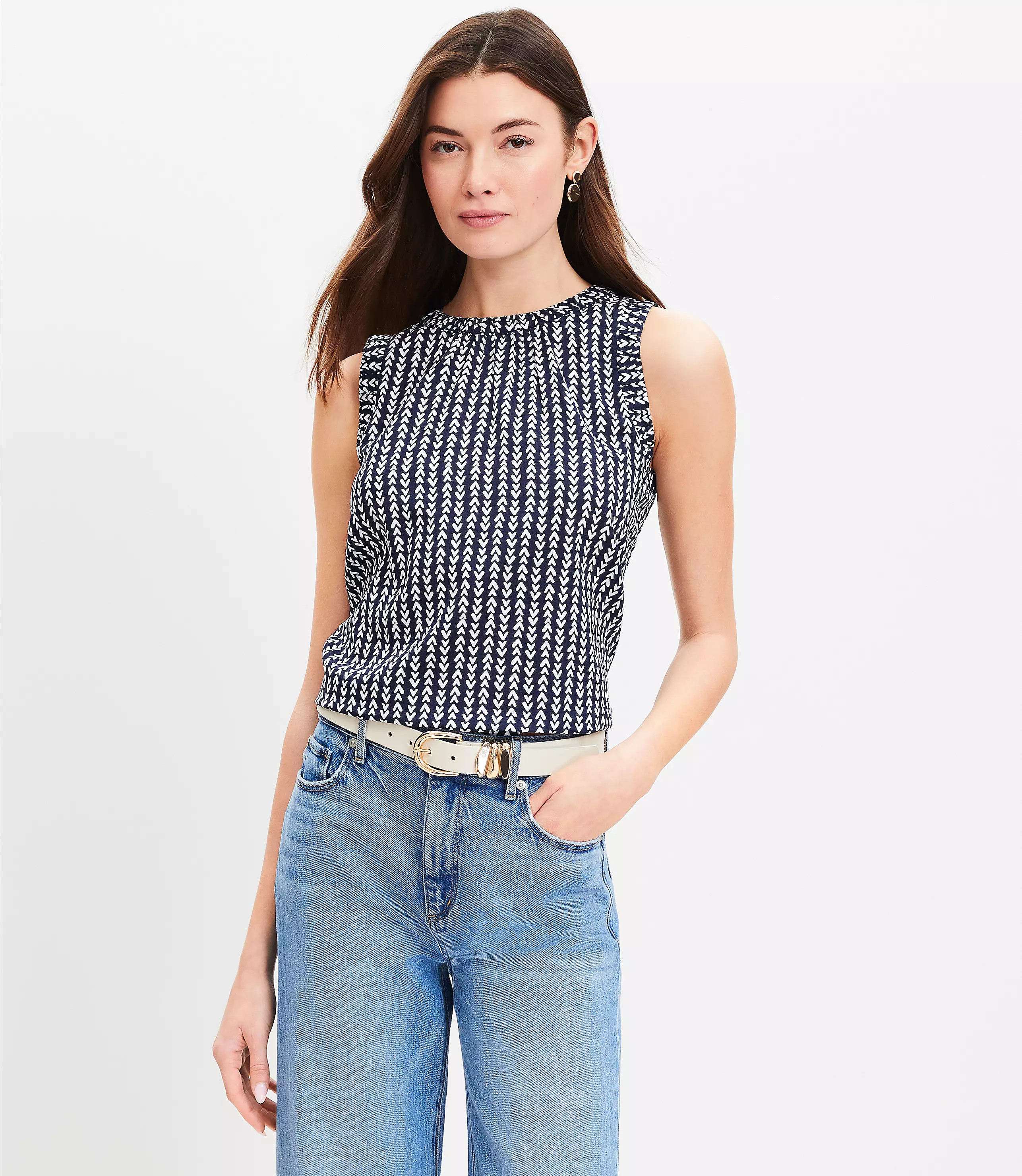 Fern Ruched Trim Shell | LOFT