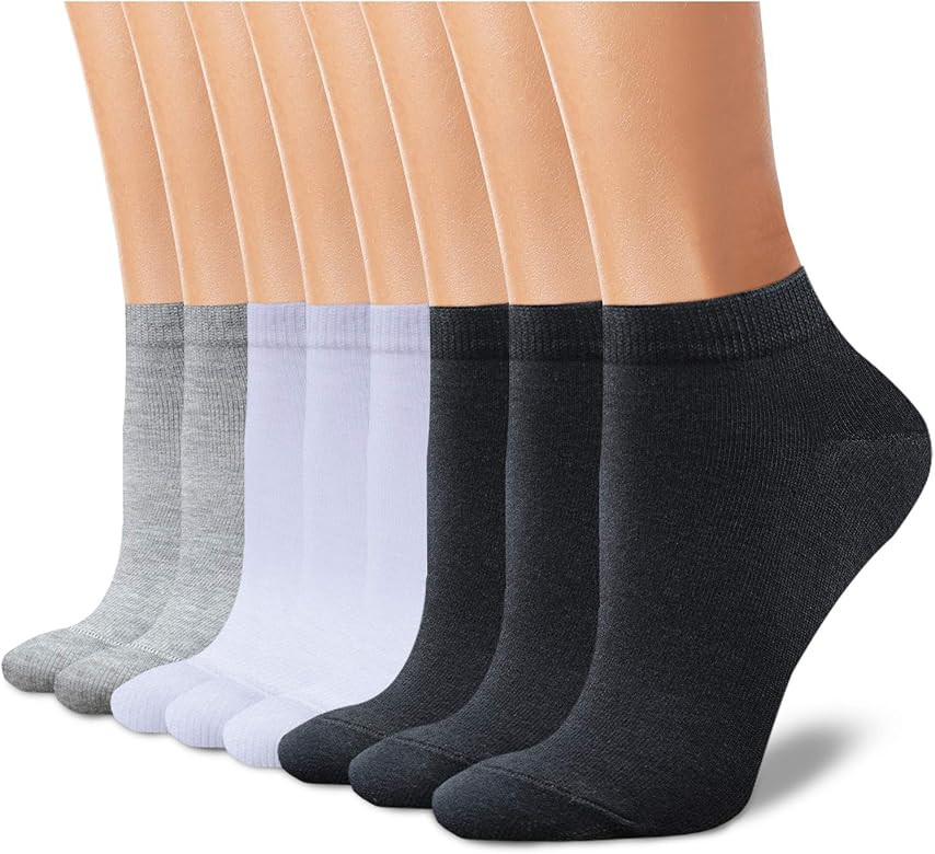 Amazon.com: CHARMKING 8 Pairs Ankle Socks for Women Non Slip Cotton Socks No Show Socks Classic L... | Amazon (US)
