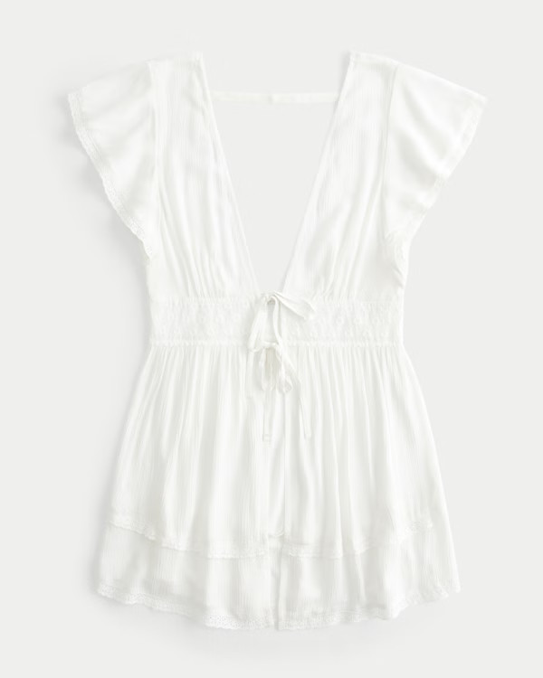 Crinkle Eyelet Cover Up Dress | Hollister (US)