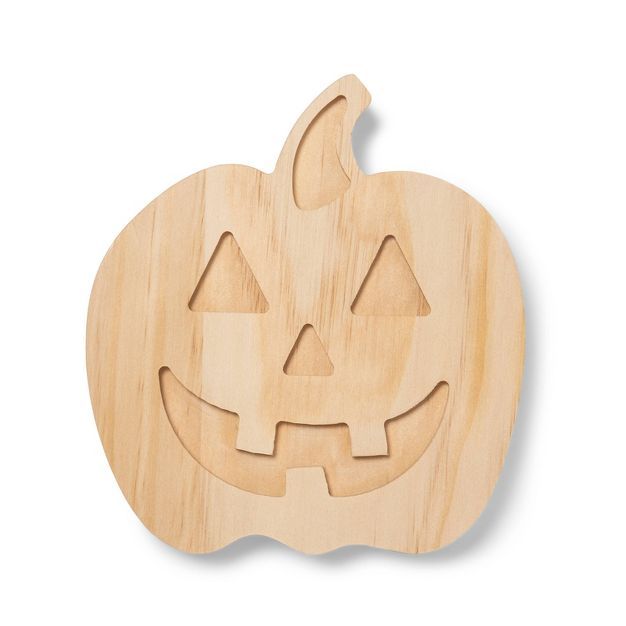 Freestanding Halloween Wood Classic Face Pumpkin - Mondo Llama™ | Target