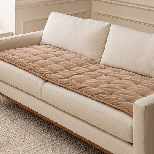 Quilted Cotton Velvet Sofa Overlay | West Elm (US)