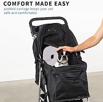 VIVO Black 4 Wheel Pet Stroller for Cat, Dog and More, Foldable Carrier Strolling Cart, STROLR-V0... | Amazon (US)