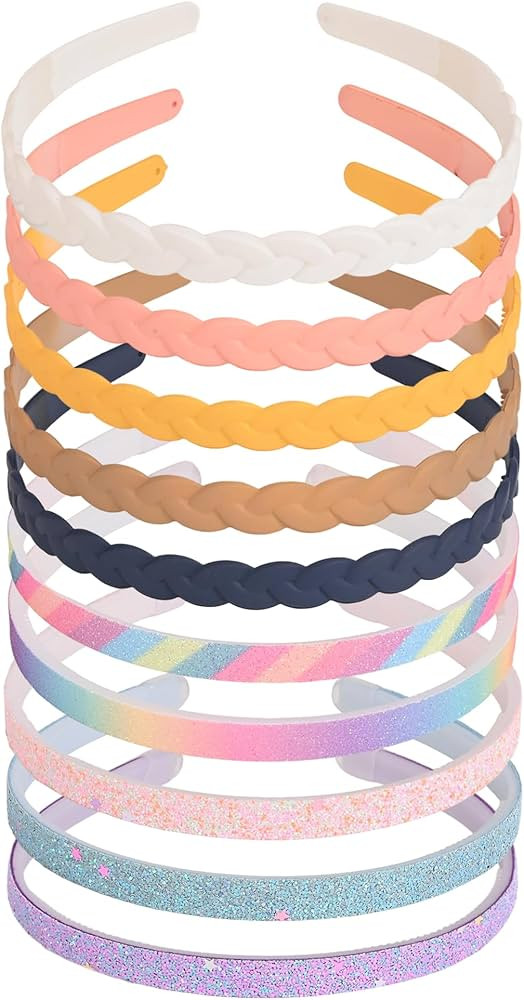 LYroo Headbands for Girls,Two Styles Glitter and Braided Headband Colorful Headbands with Teeth N... | Amazon (US)