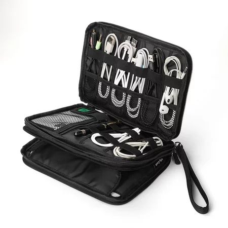Electronics Organizer Electronic Accessories Double Layer Travel Organizer Bag Cable Storage (Black) | Walmart (US)