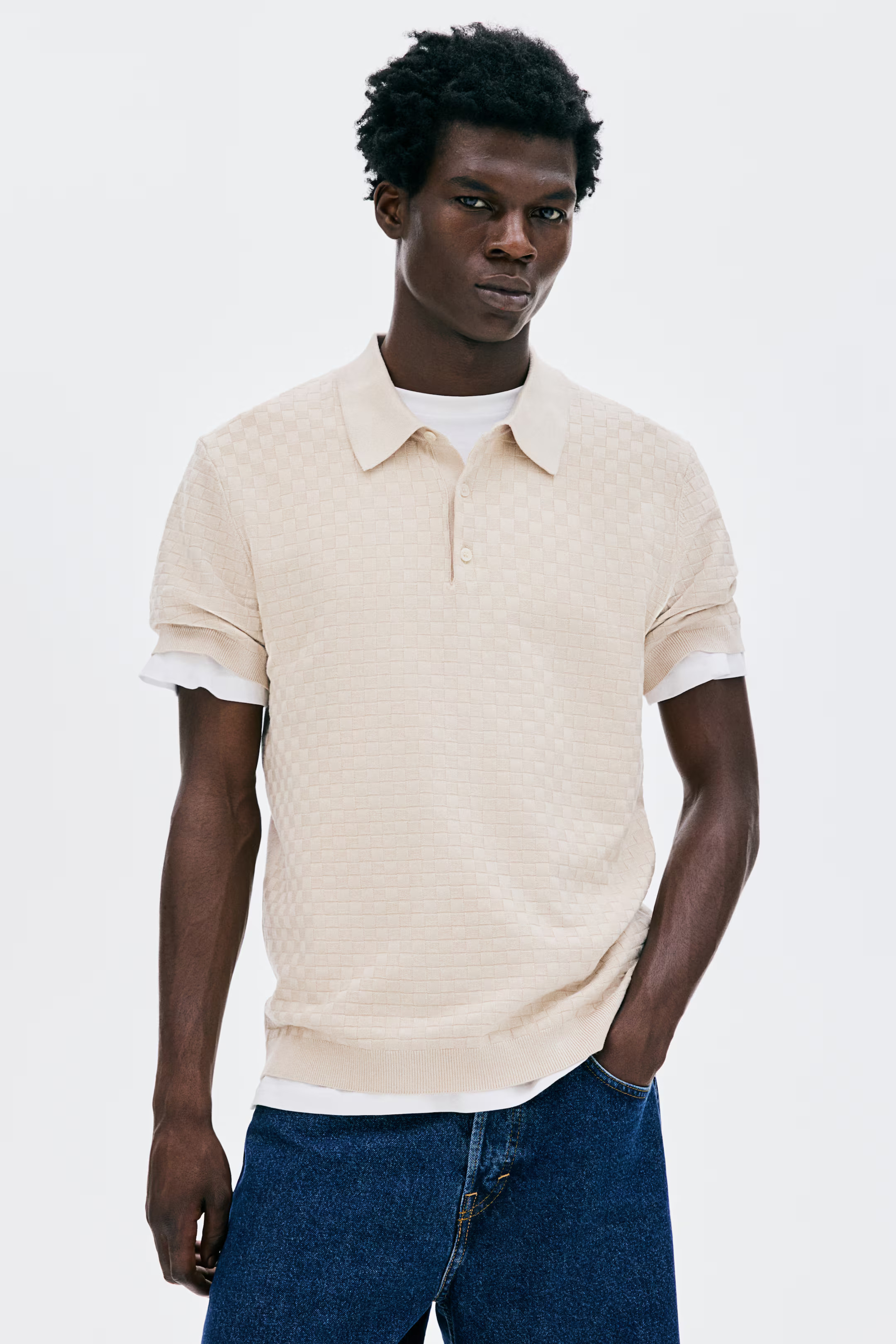 Slim-Fit Textured-Knit Polo Shirt | H&M (US + CA)