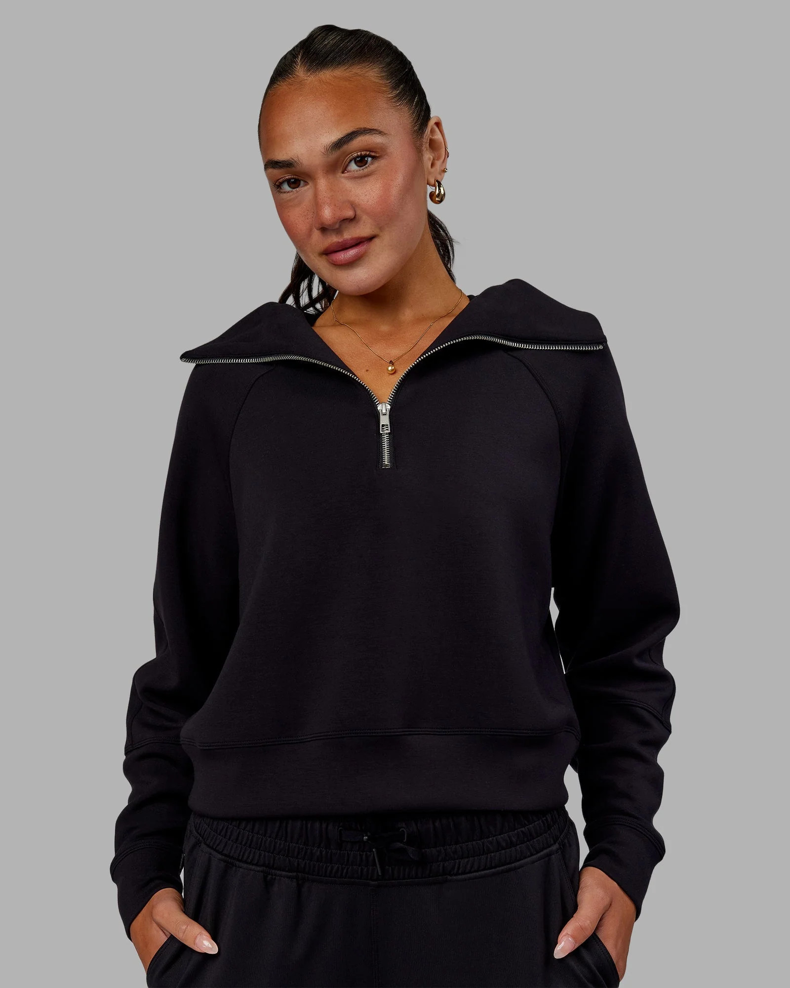 Elevate SoftTouch 1/2 Zip Sweater - Black-Black | LSKD | LSKD