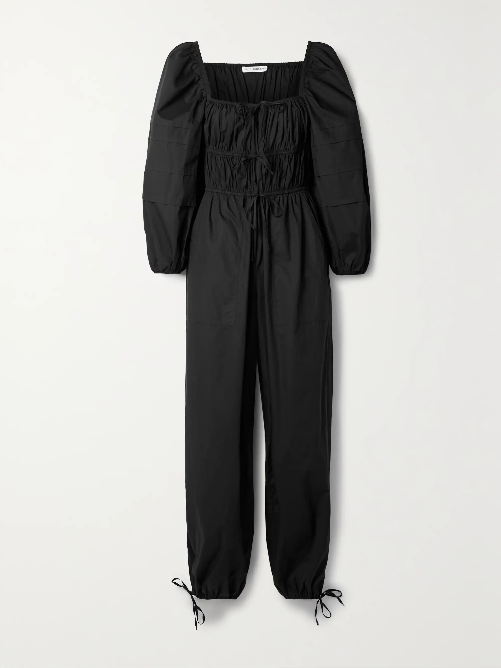 Amalie bow-detailed gathered cotton-poplin jumpsuit | NET-A-PORTER (US)