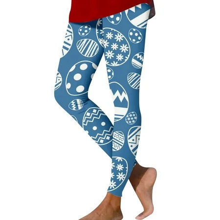 EHTMSAK Easter Leggings for Women Tummy Control Novetly Bunny Soft Yoga Pants Stretchy Rabbit Print Eggs Gym Fitness Tights Holiday Plus Size Workout Leggings Blue 3XL | Walmart (US)