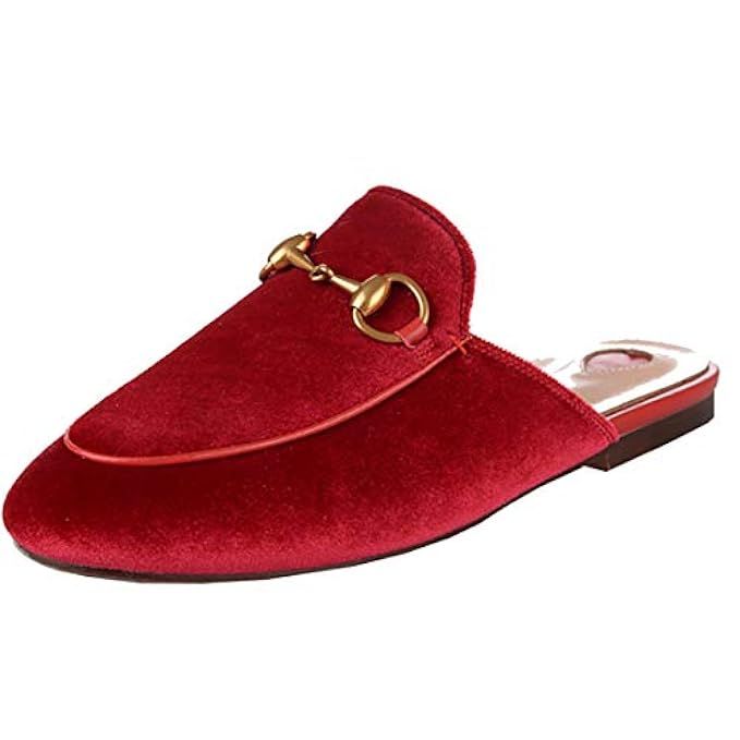 Agodor Women's Flats Suede Leather Slingback Mules with Faux Fur Slip on Outdoor Dress Slippers Clas | Amazon (US)