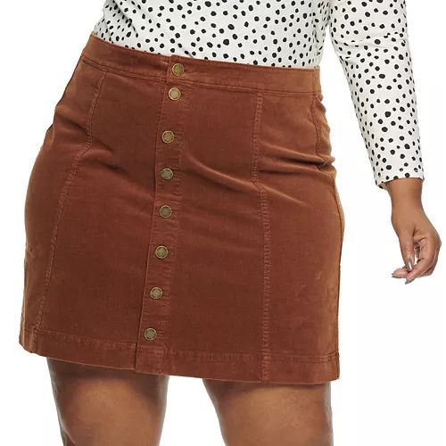Plus Size EVRI Button Front Skirt | Kohl's