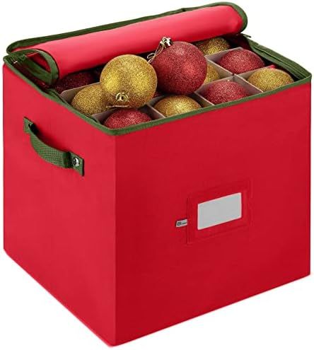 Amazon.com: ZOBER Christmas Ornament Storage Box with Dual Zipper Closure - Box Contributes Slots... | Amazon (US)