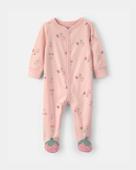 Baby Girl Strawberry 100% Cotton Sleep & Play Pajamas - Pink | Carter's | Carter's Inc