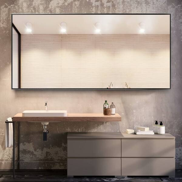 Modern Aluminum Alloy Thin Framed Full Length Wall Mirror - 70x32 - Black | Bed Bath & Beyond