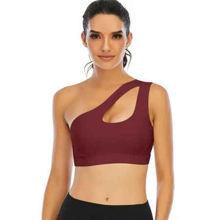 One Shoulder Sports Bra for Women One Strap Sports Bra Removable Padded Sports Bra with Hollow Out | Walmart (US)