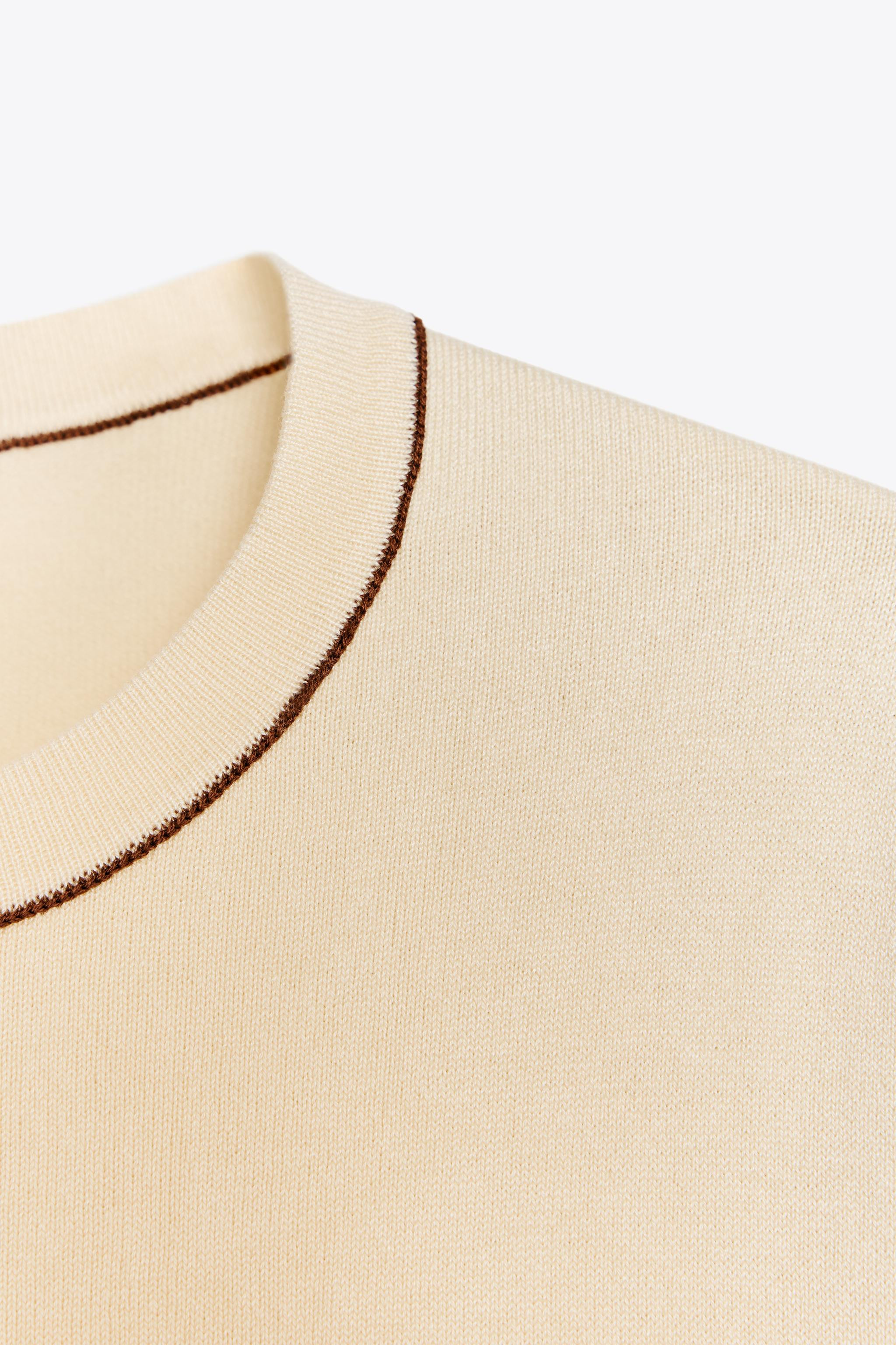 TRIMMED SHORT SLEEVE KNIT TOP | Zara US