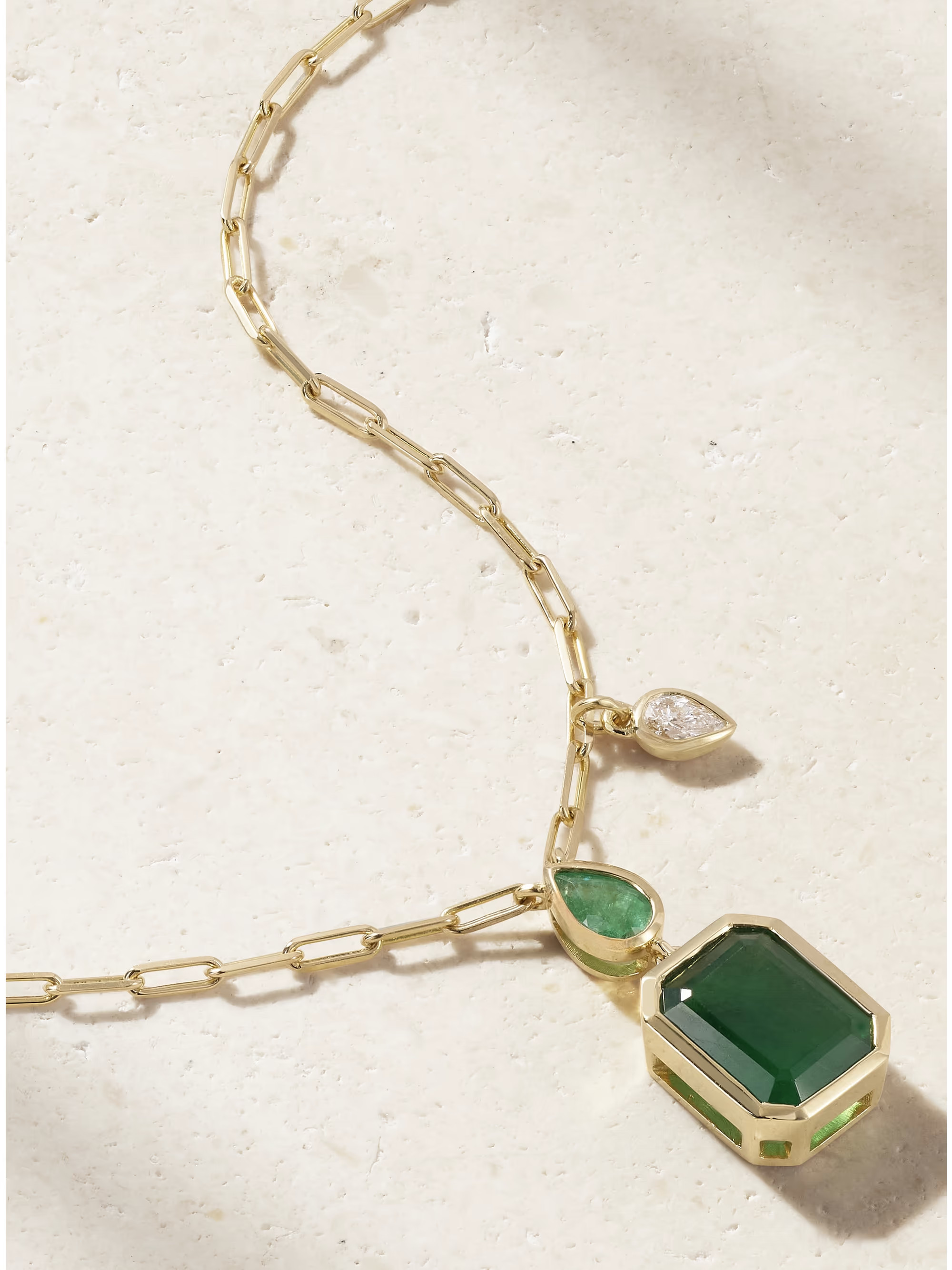 18-karat gold, emerald and diamond necklace | NET-A-PORTER (US)