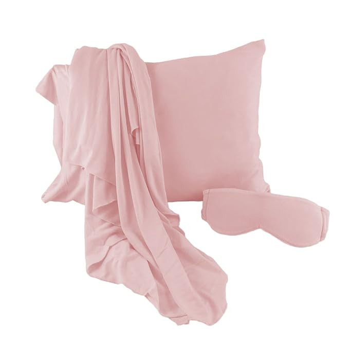 HappyLuxe Travel Set, Includes Small Pillow, Wrap/Blanket, and Sleep Mask. Great for Airplanes, T... | Amazon (US)