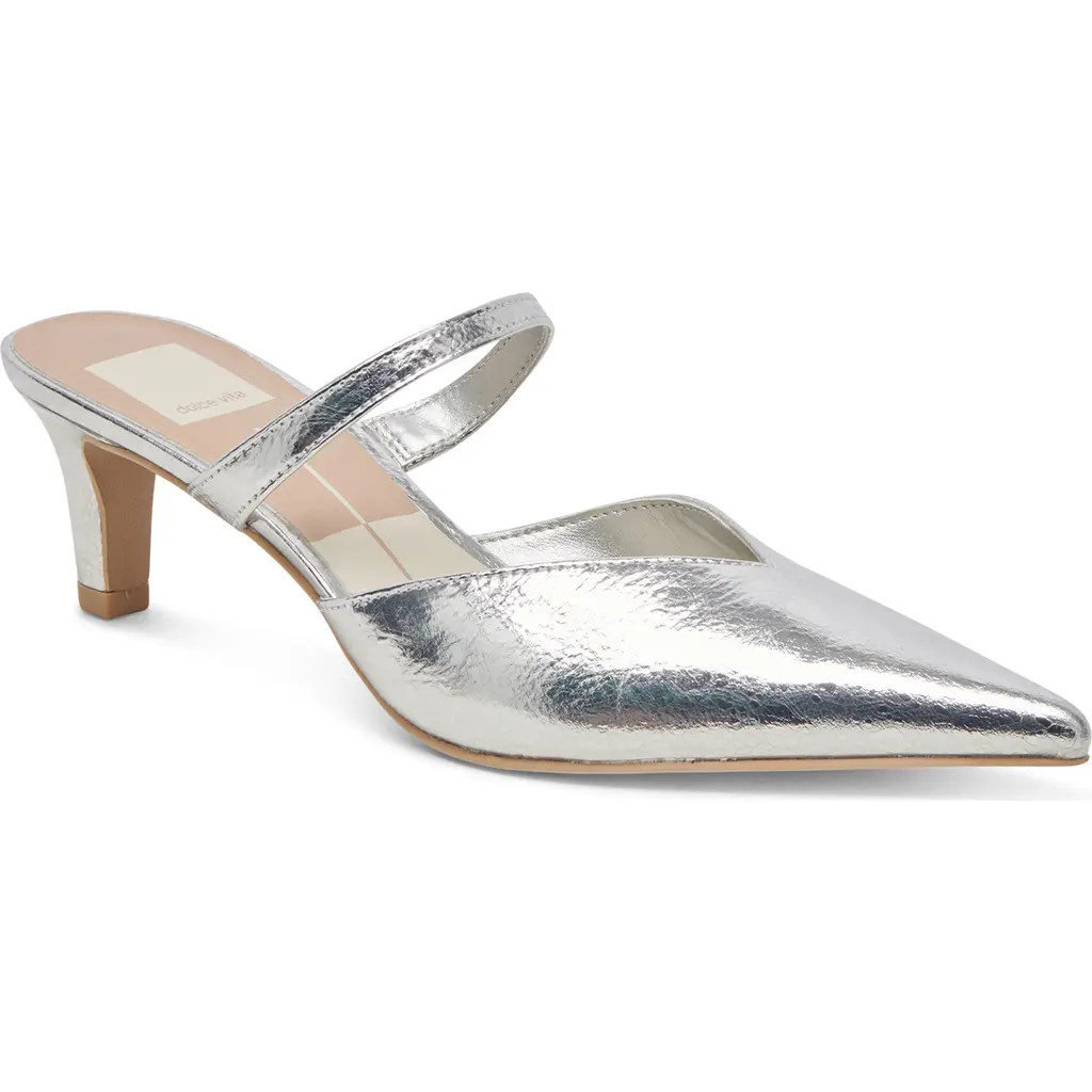 Dolce Vita Kanika Kitten Heel Pump in Silver Distressed Leather at Nordstrom, Size 9.5 | Nordstrom