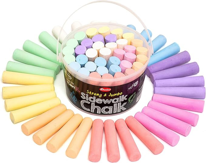 Dusico Sidewalk Chalk (37 Count) in Strong Plastic Box, 9 Colors, Jumbo, Non-toxic and Washable | Amazon (US)