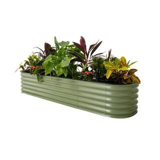 17 in. Tall 9-In-1 Modular Olive Green Metal Raised Garden Bed Kit | The Home Depot