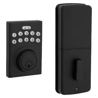 RELIABILT Bragg Matte Black Single Cylinder Electronic Deadbolt Lighted Keypad | Lowe's