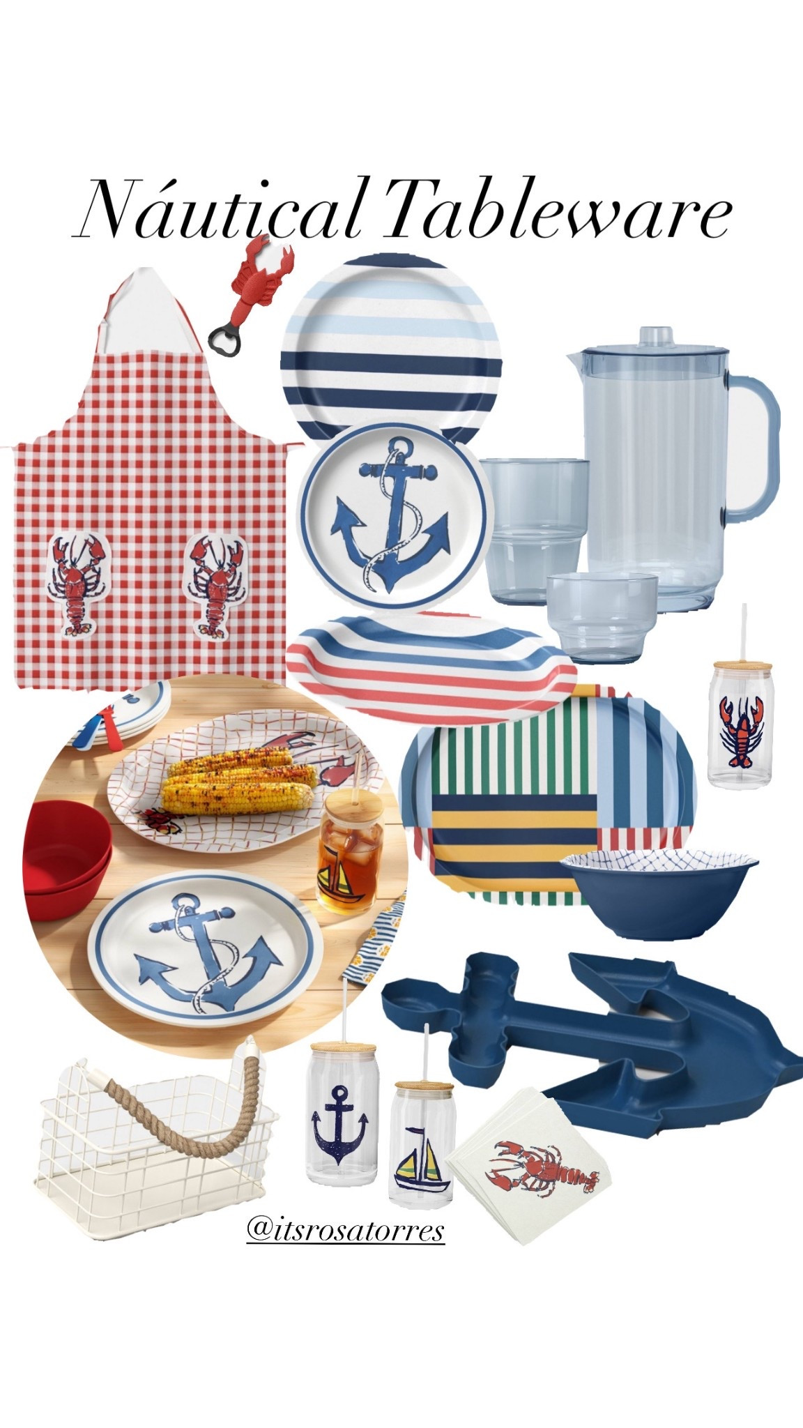 This is such a beautiful nautical tableware + so affordable! Love the melamine tableware. Nautical inspo of everything will always have my heart. ⚓️🌊

#nautical #homedecore #nauticaltableware #target #targetfinds #beachtableware #summertableware #affordabletableware #lobsterapron #anchortableware #anchor 

#LTKSeasonal #LTKSwim #LTKHome