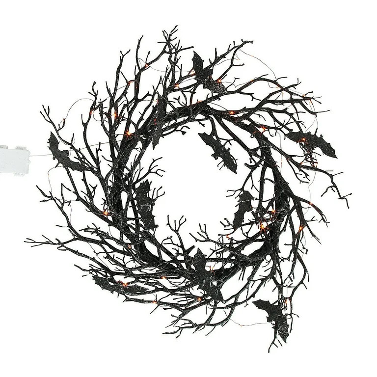 Black Bat Lighted Wreath - Home Decor - 1 Piece | Walmart (US)