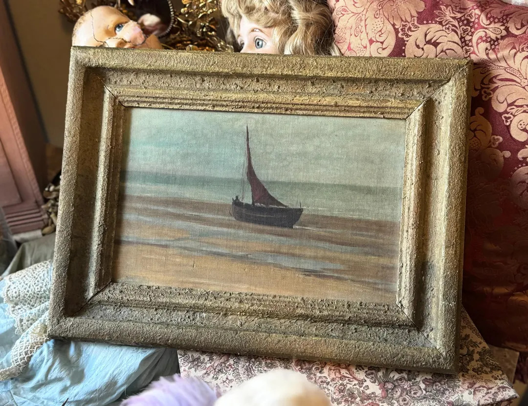Antique painting original ship boat framed wall art | Etsy (US)